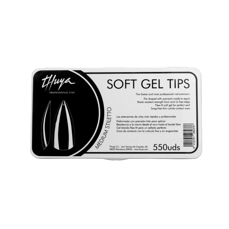 PRO THUYA ACC SOFT GEL TIPS MEDIUM STILETTO - удължители 550 бр, 550 бр