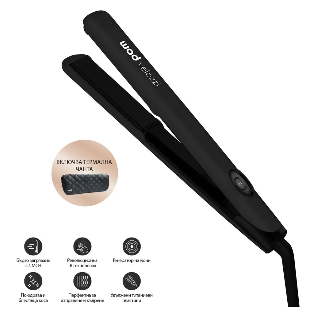 PRO VELOZZI Straightener Bronze - изправяще преса за коса, Black