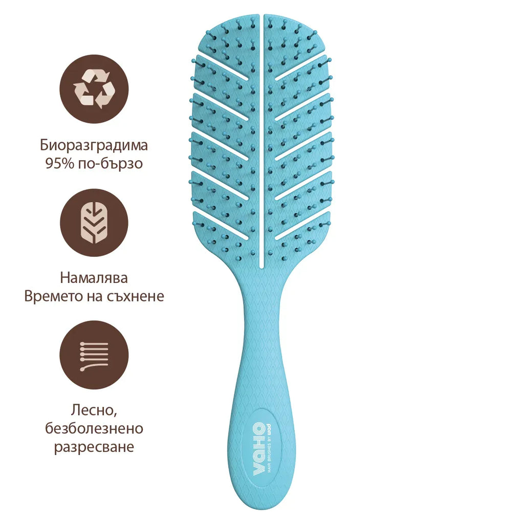 PRO Leaf Hairbrush Blue - разплитаща четка за коса, Blue