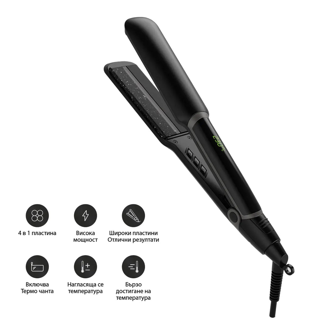 PRO UNIQUE Straightener Black - преса за коса 4 в 1